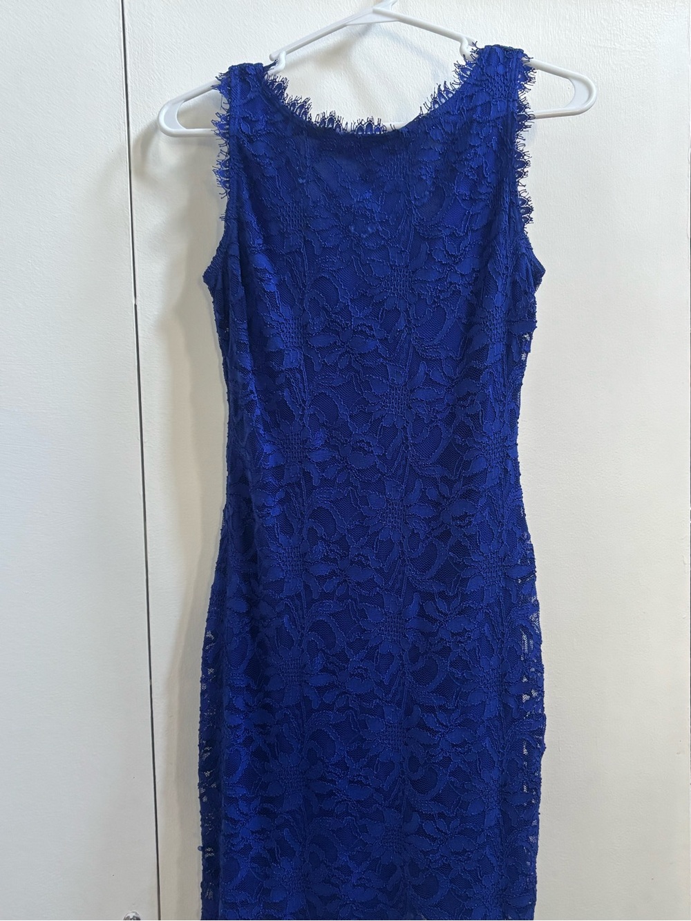 Sleeveless Royal Blue Lace Midi Dress